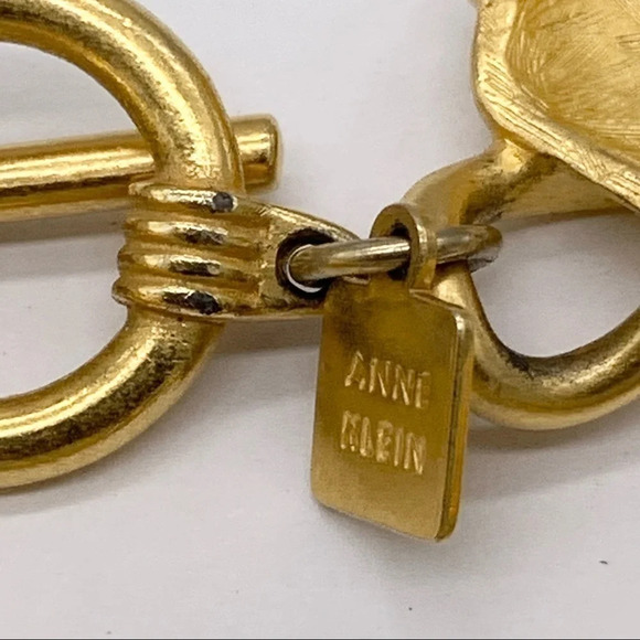 Anne Klein Vintage Gold Ribbed Links Collar Necklace - Picture 4 of 5